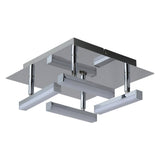Plafond LED "Turin" 25 cm x 25 cm, environ 11 cm de haut, en métal chromé, en plastique colorant Opale, LED intégrée, blanc chaud