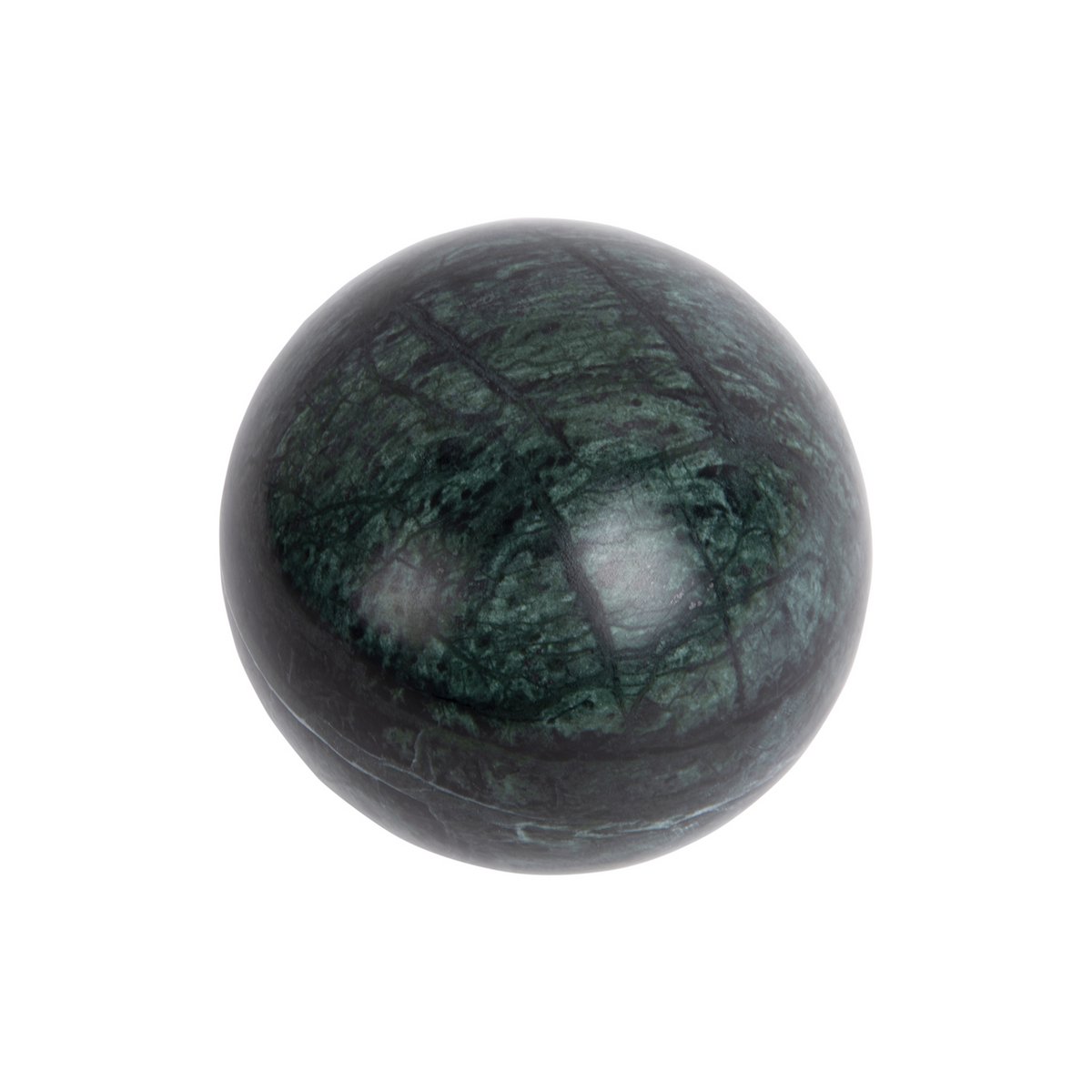 Statue Boule en Marbre Vert, vue d'ensemble élégante