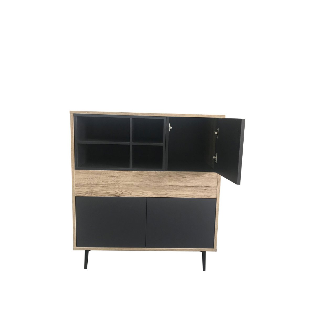 Vue latérale de la commode scandinave noire