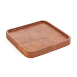 Assiette carrée en teck naturel - détail du matériau