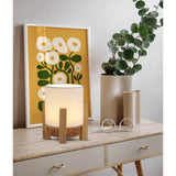Lampe ackitique "Madita" 19 cm de haut, en blanc / nature, avec LED intégrée, dimmable avec capteur tactile