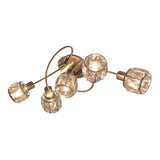 Le plafond de 5 LED "Josefa", lampe au plafond en métal et le verre en acier inoxydable, avec des lampes filamentaires de version E14 incluses, pour le salon, la salle à manger, le couloir ou le couloir 61 x 36 x 21 cm