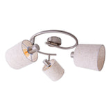 Mur et plafond à 3 places «Maron» en métal-satin-matt avec parasols en tissu dans la nature, avec version E14, lampe pour le salon, salle à manger, couloir et bureau, 28,5 cm de diamètre