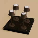 Lot de 4 lampes de table rechargeables marron avec station de recharge