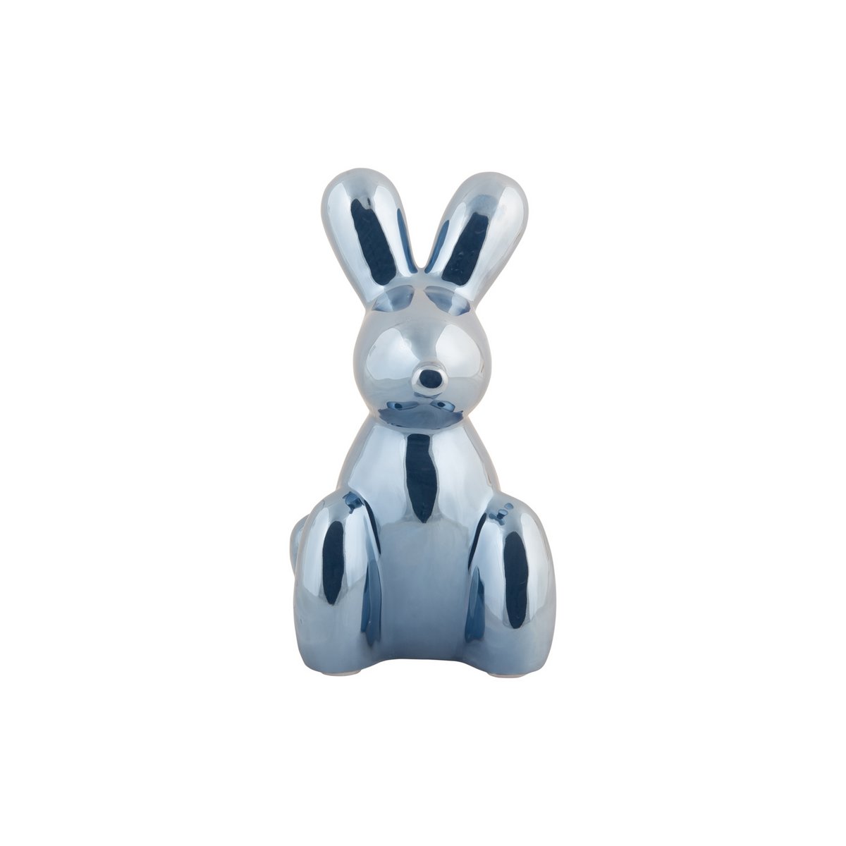 Statue Ballon Lapin Bleu en céramique vue de côté
