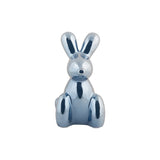 Statue Ballon Lapin Bleu en céramique vue de côté