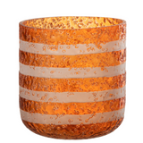Lanterne J-Line Stripes en verre orange et blanc vue de face