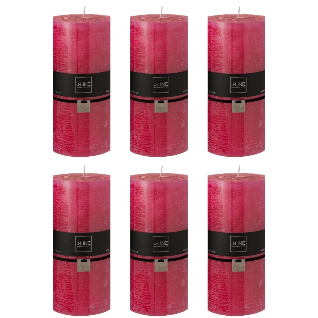 Bougie cylindrique XXL J-Line fuchsia, vue de face