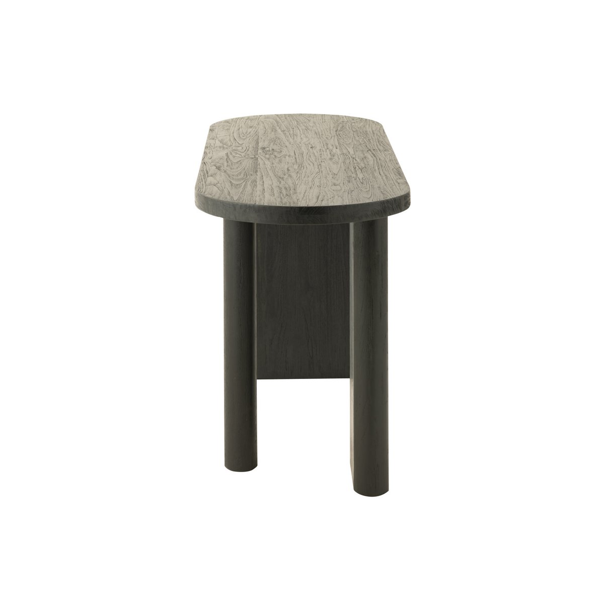 Texture du bois de teck noir de la table console J-Line