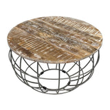 Table basse ronde durable Lexington ø 75 cm treillis métallique fil métallique table de salon en bois massif