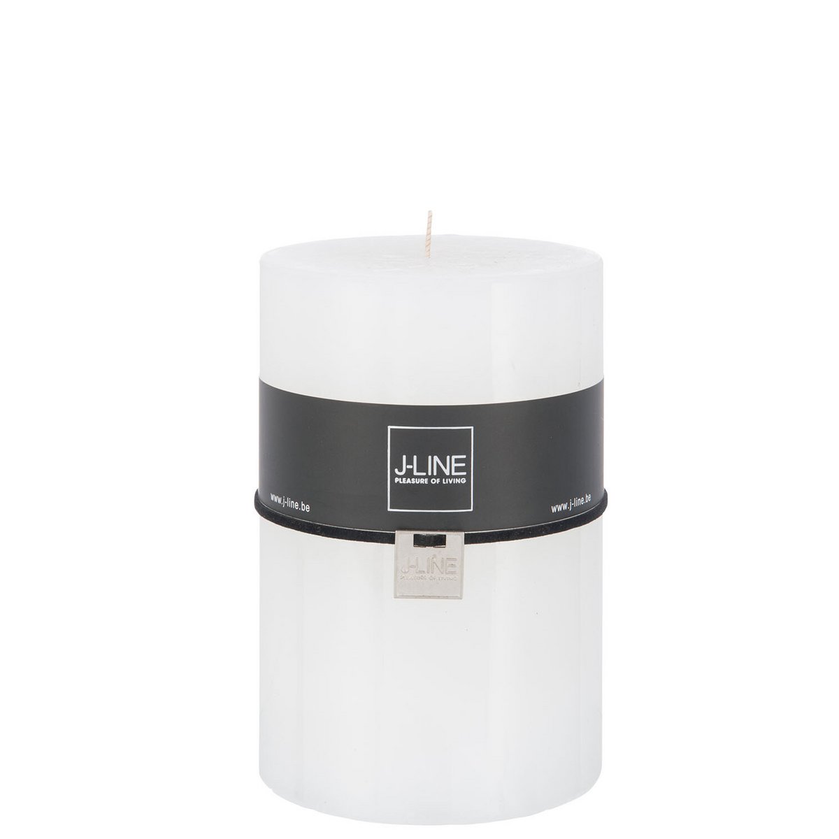 Bougie décorative blanche J-Line, mise en scène sur une table
