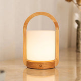 Lampe rechargeable en bois marron clair George