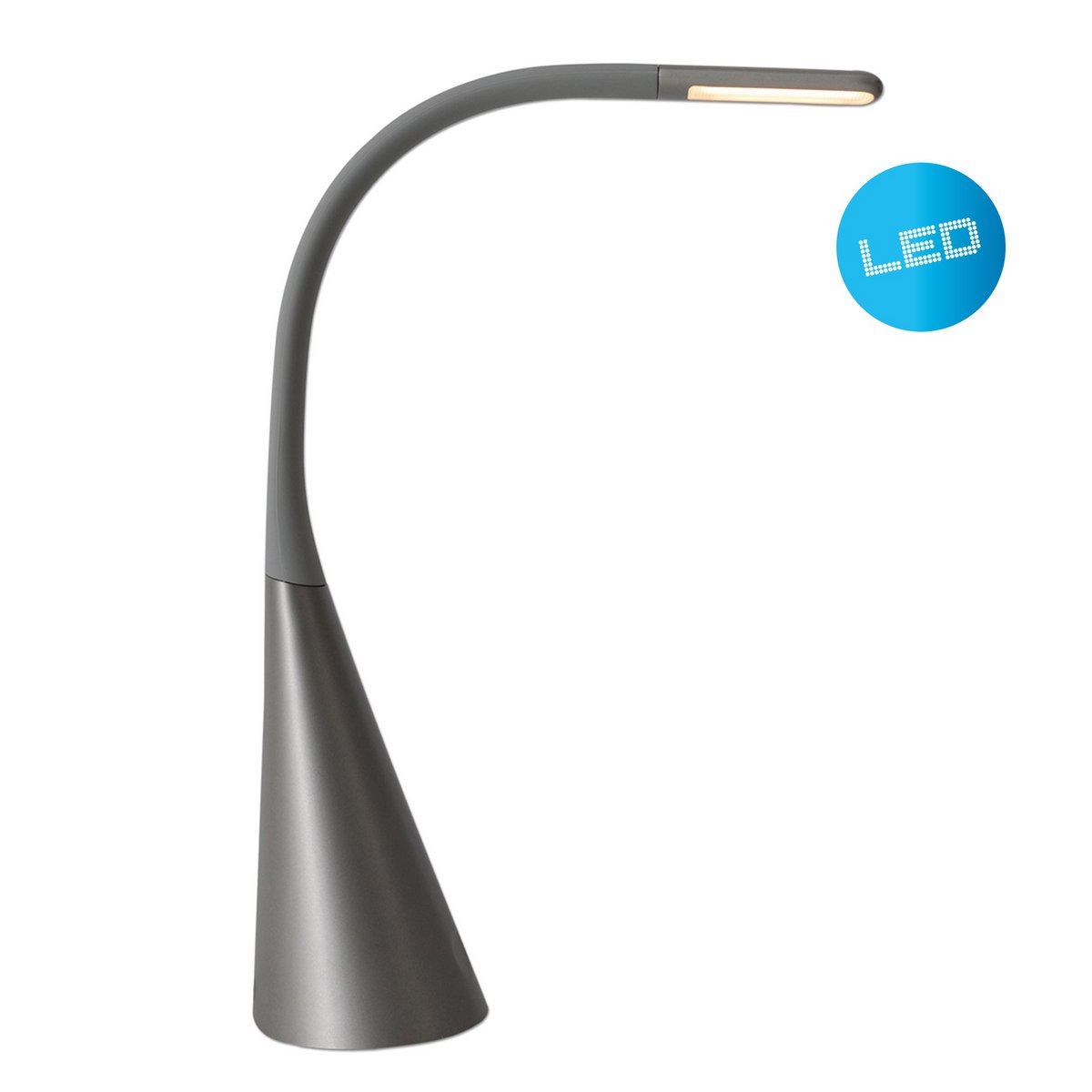 Vue de la lampe de table à LED Alf avec fonction tactile et sortie USB