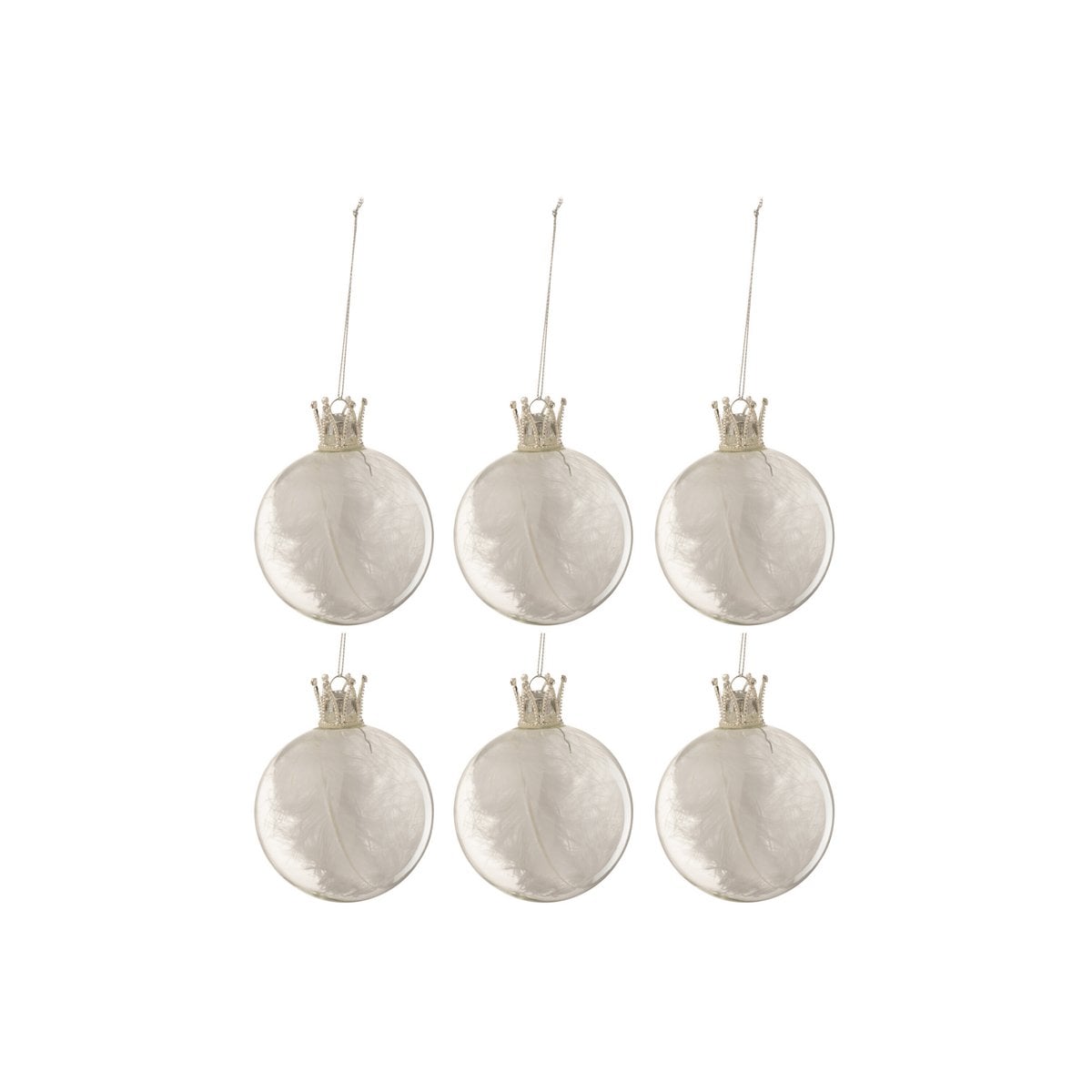 Couronne boule de Noël J-Line en verre blanc, vue de face