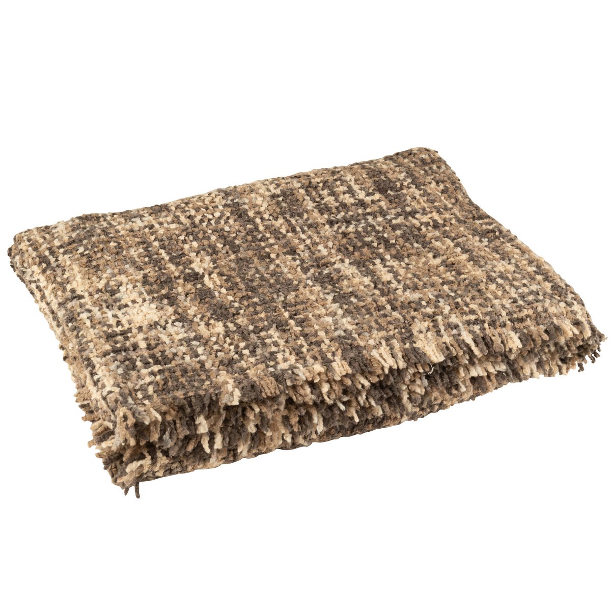 Plaid Tweed J-Line en coton marron/beige, vue d'ensemble