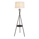Lampe debout avec table "Tora" intégrée en métal collé et matériau textile coloré naturel, 158 cm de haut Ø 51 cm, E27