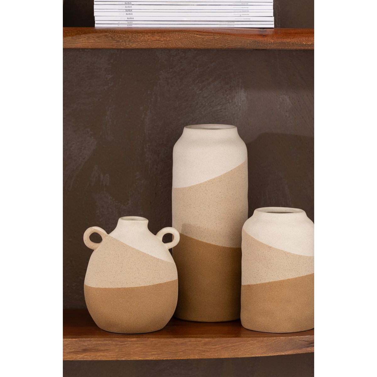 Vase J-Line Calcitly Beige - vue avant avec détails céramique