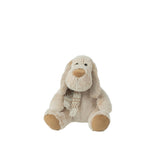 Chien peluche J-Line assis avec écharpe beige et marron
