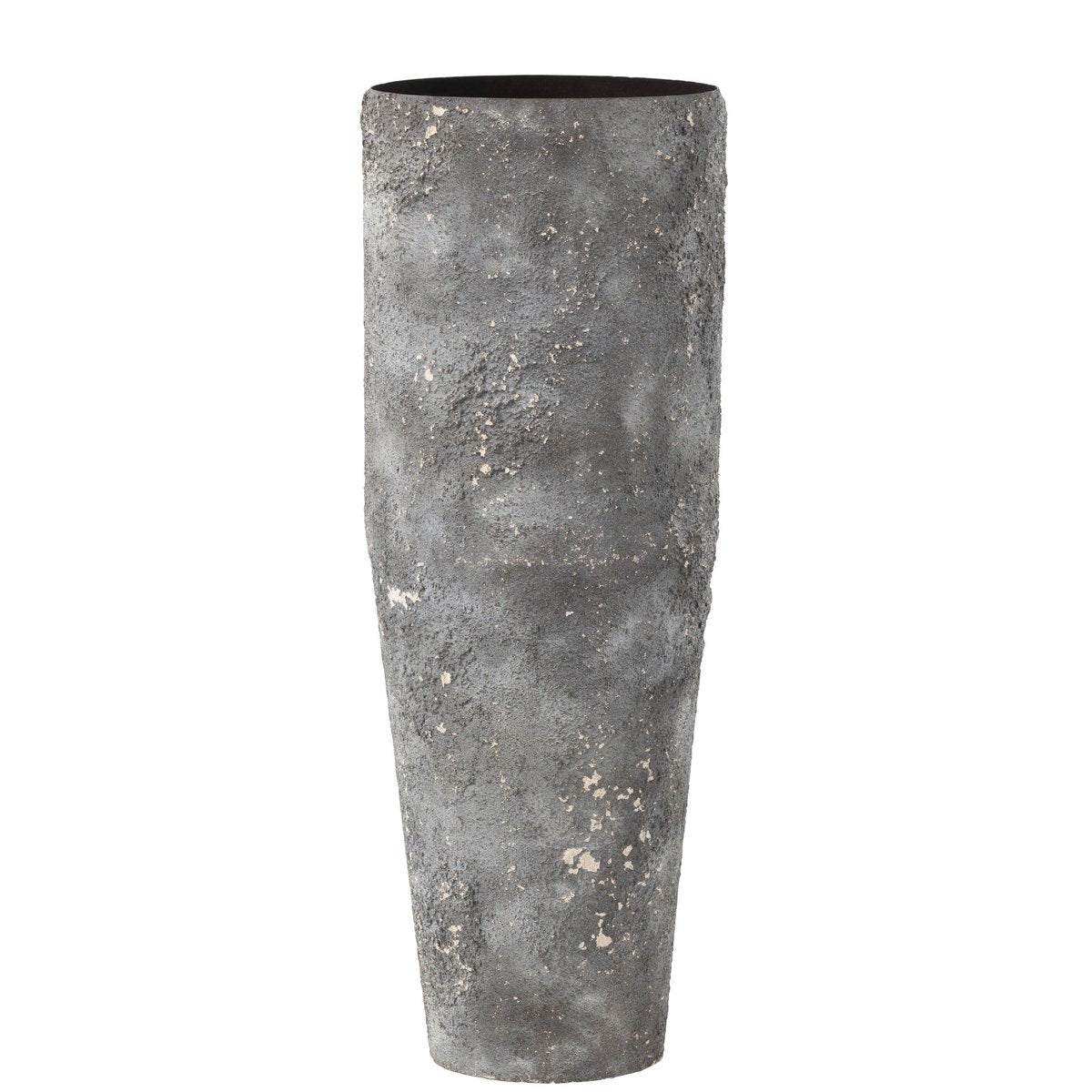 Vase J-Line en métal gris, décorant un intérieur moderne