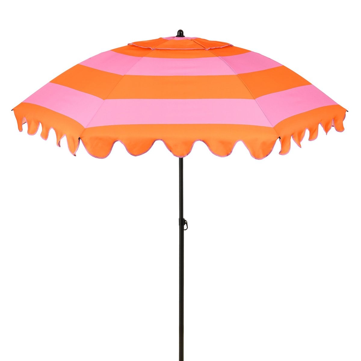 Parasol rayé orange Mica Decorations, élégant avec volants gracieux