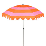 Parasol rayé orange Mica Decorations, élégant avec volants gracieux