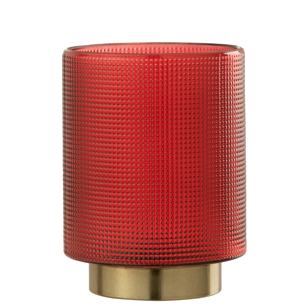 Lanterne J-Line Checked en verre rouge et or vue de face