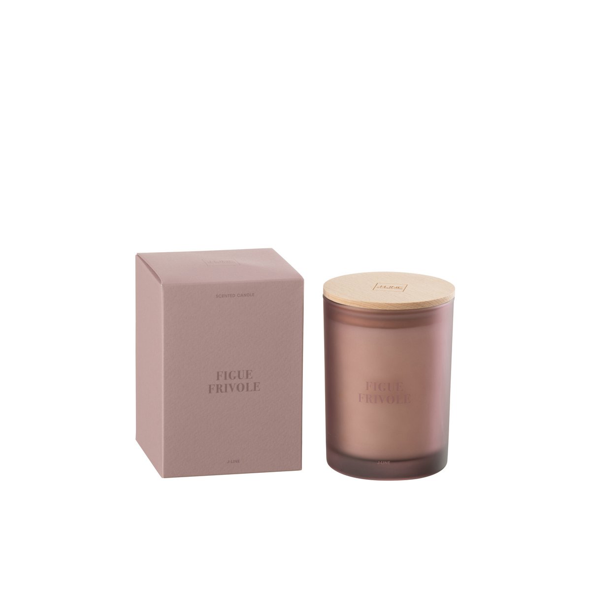 Bougie parfumée J-Line Figue Frivole en mauve, vue de face