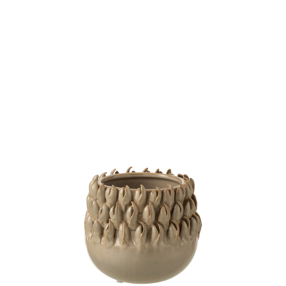 Flowerpot Ibiza en céramique grise, ambiance salon moderne