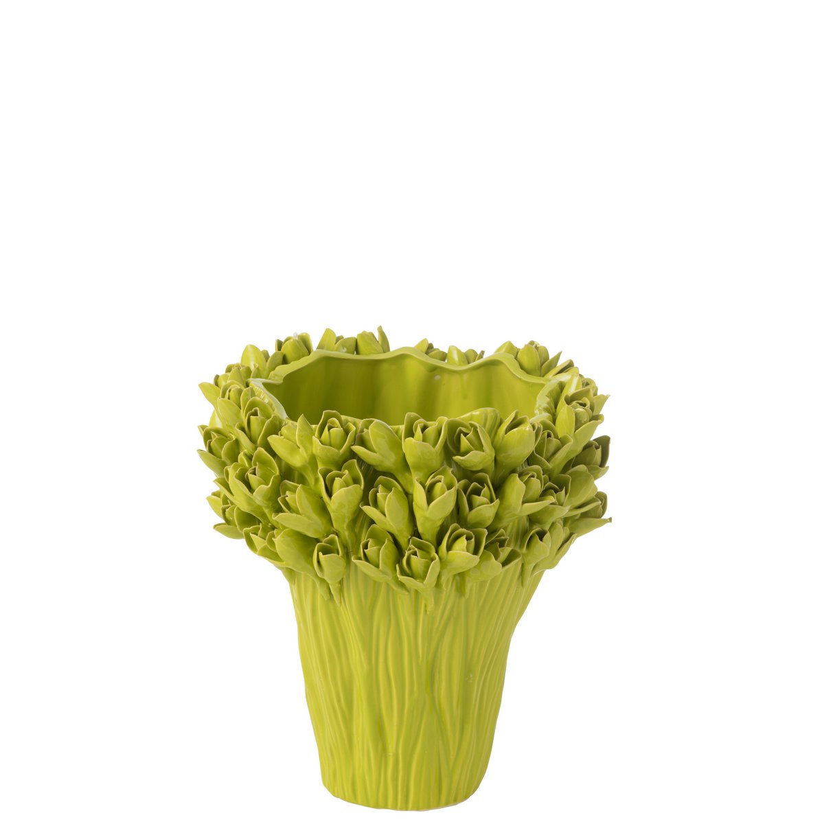Vase en céramique vert J-Line - diamètre 28 cm, élégant et moderne
