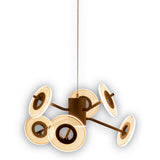 Suspension LED Discus en métal noir et plastique blanc