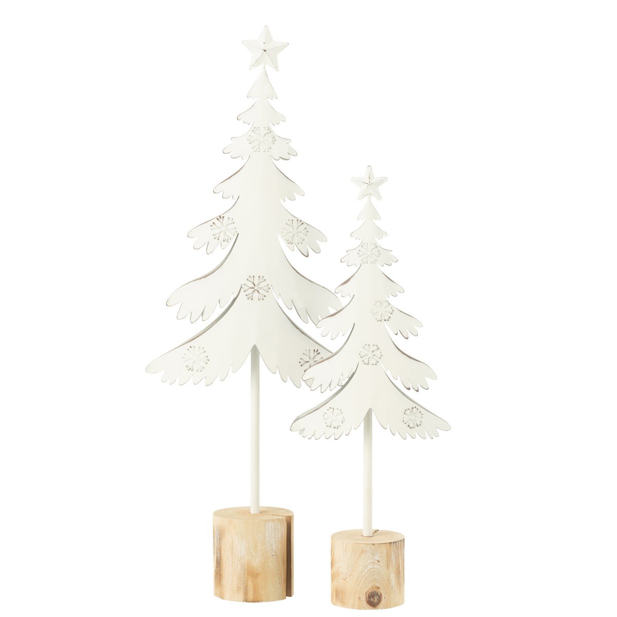 Arbre de Noël sur pied en métal et bois blanc - vue latérale