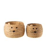 Lot de 2 paniers J-Line Cat en rotin, présentation dans un salon