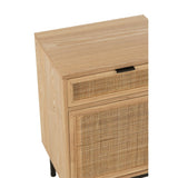 Table de chevet J-Line, matériaux bois et métal en gros plan
