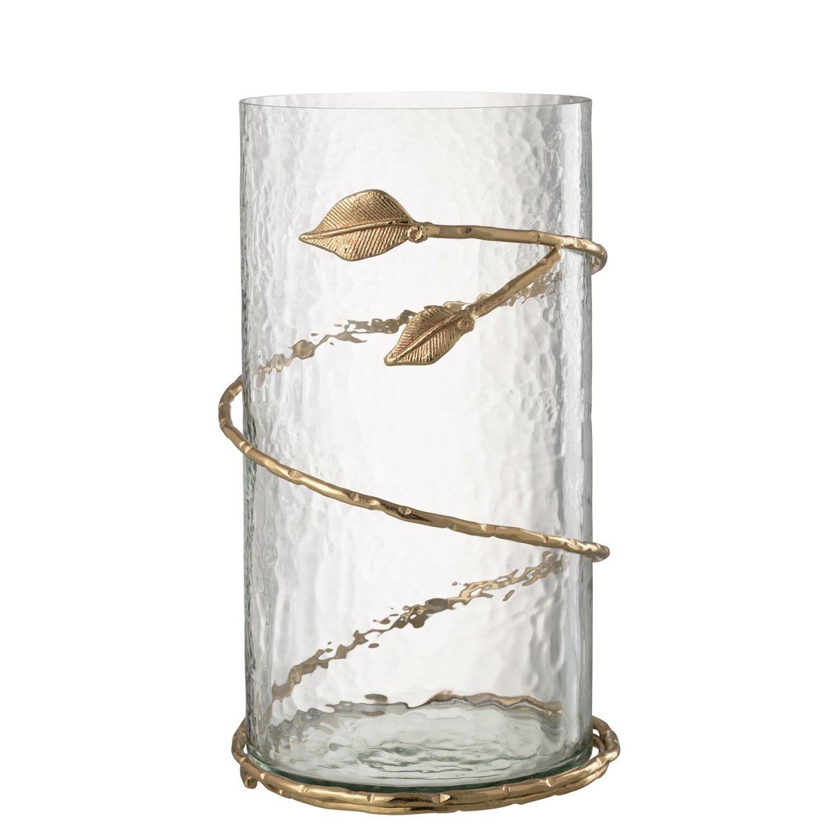 Vase Feuille Long en Verre et Fer - Détail de la couleur dorée