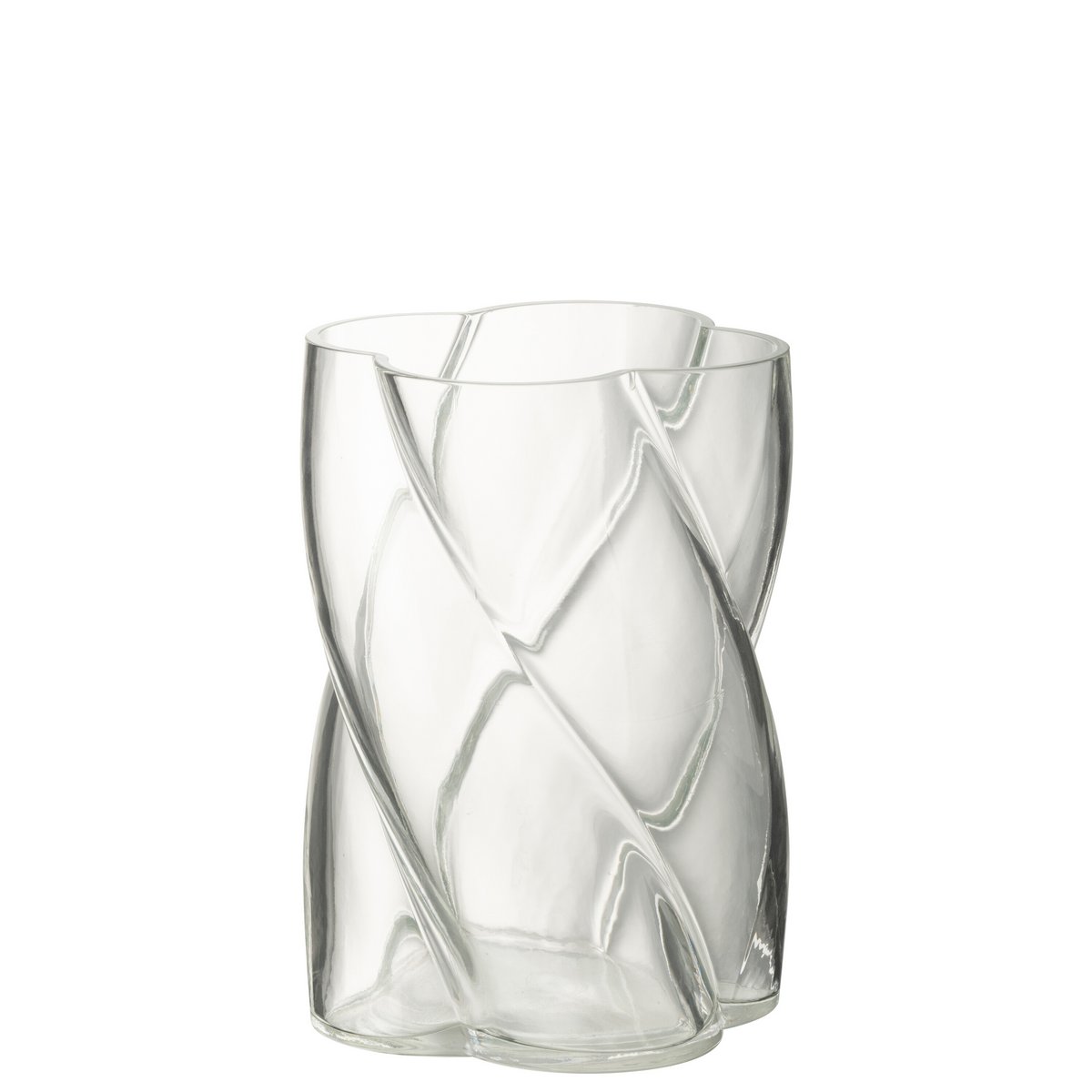 Vase Swirly J-Line en verre transparent, design moderne et élégant