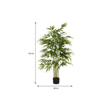 Plante artificielle bambou vert de Mica Decorations, 150 cm de hauteur, pot noir élégant.