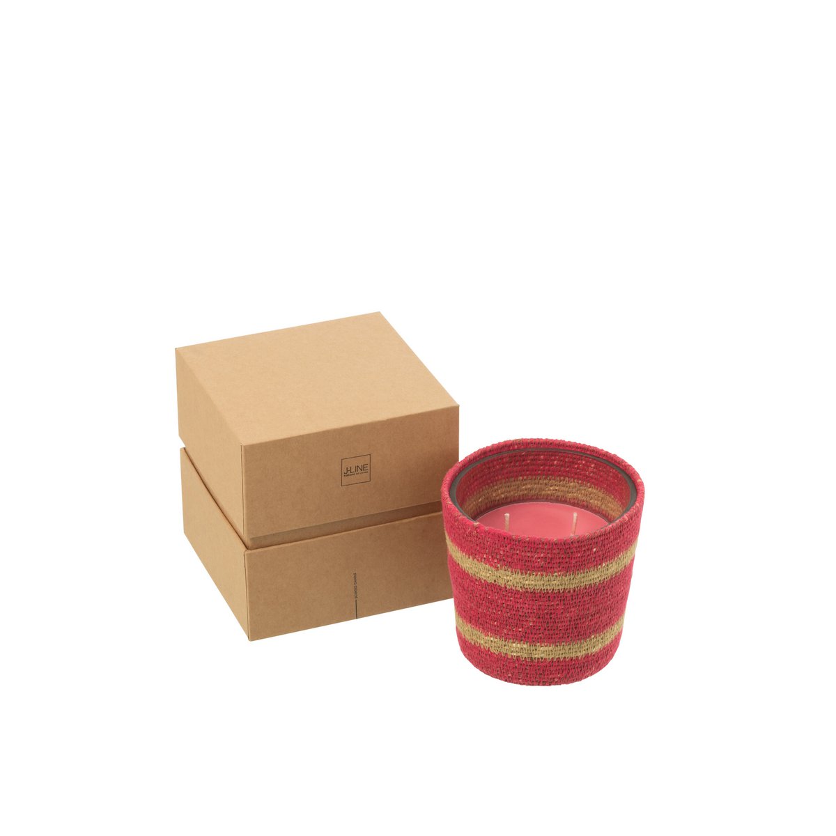 Bougie parfumée J-line fuchsia dans un panier élégant