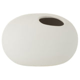 Vase Ovaal Kermily blanc J-Line, vue de face avec détails en céramique