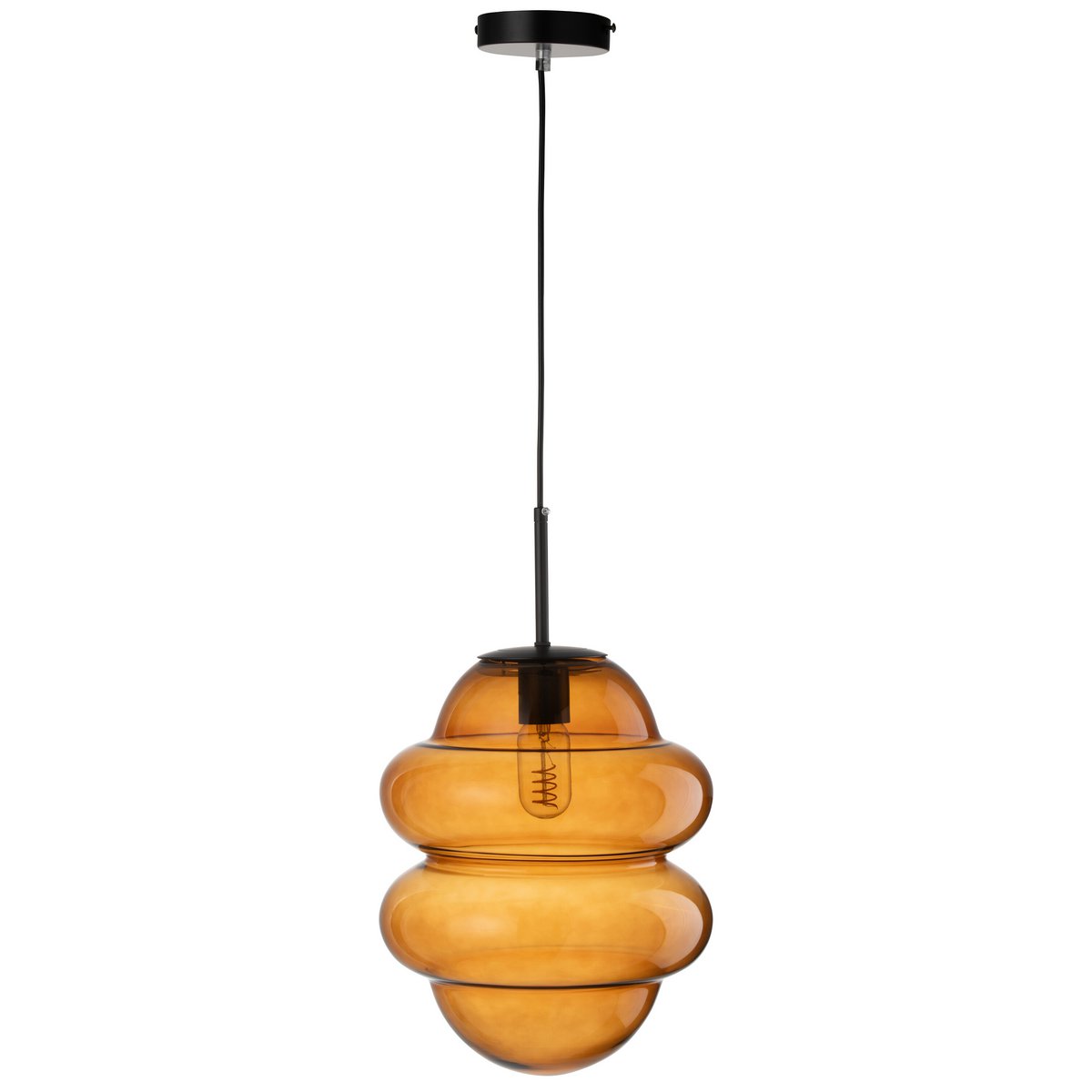 Détail de la lampe Honey Spoon en verre marron, mettant en valeur son design moderne