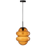 Détail de la lampe Honey Spoon en verre marron, mettant en valeur son design moderne