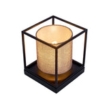 Table légère "bêta" gris en métal avec écran de tissu en gris, avec douille E14, lampe pour le salon, salle à manger, couloir et bureau, 15 x 15 x 17 cm