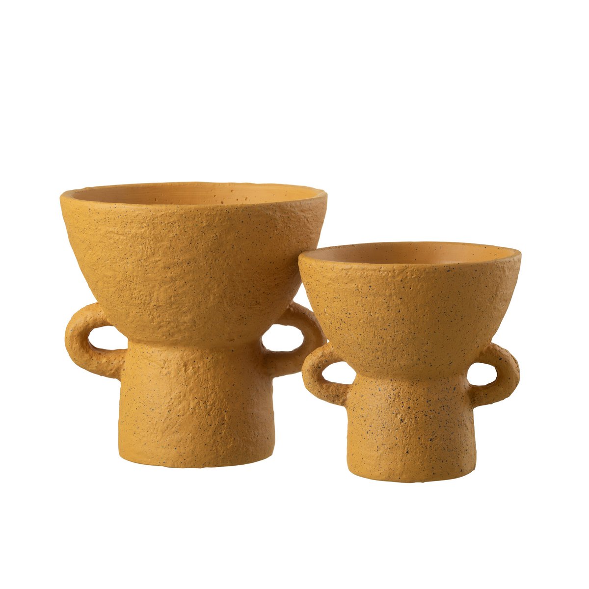 Vase Zenia en céramique jaune de J-Line, vue de face