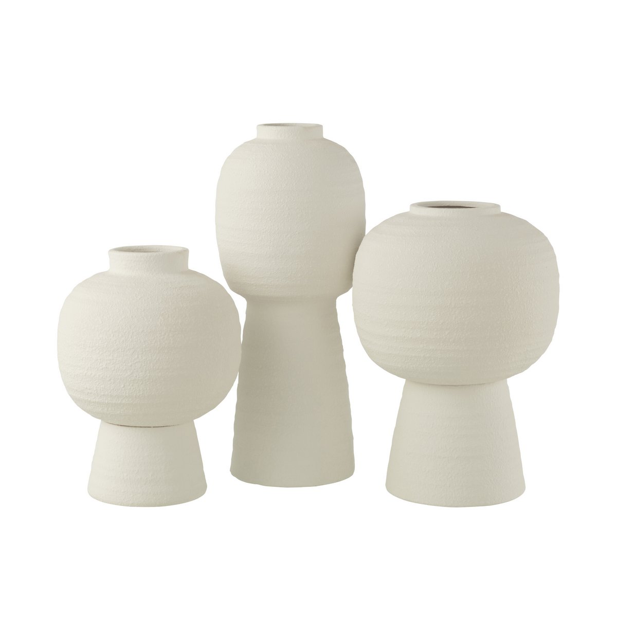 Vase J-Lantern en céramique blanche, vue de face avec détails modernes