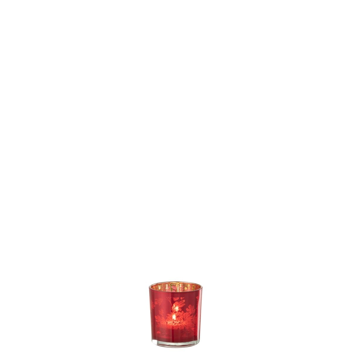 Photophore J-Line Fleurs en verre rouge avec détails floraux
