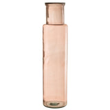 Vase J-Cylindre en verre rose clair, sur une table élégante