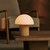 Lampe à poser rechargeable bois et verre marron clair