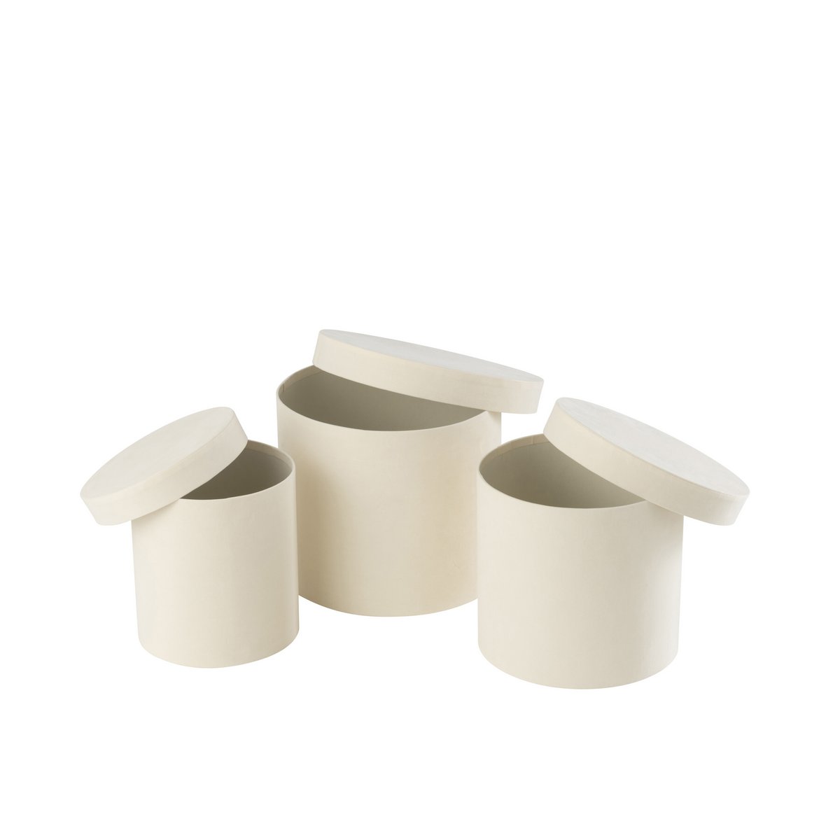 Boîte J-Line ronde en velours blanc - vue 1