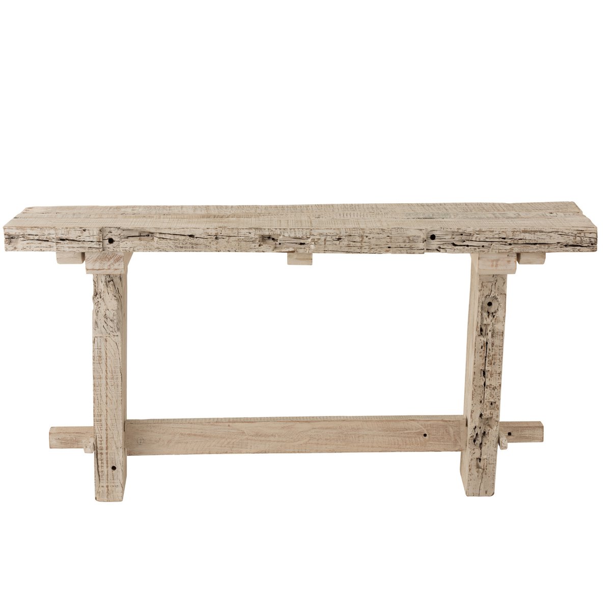 Console J-Line en bois recyclé avec finition white wash, vue de face