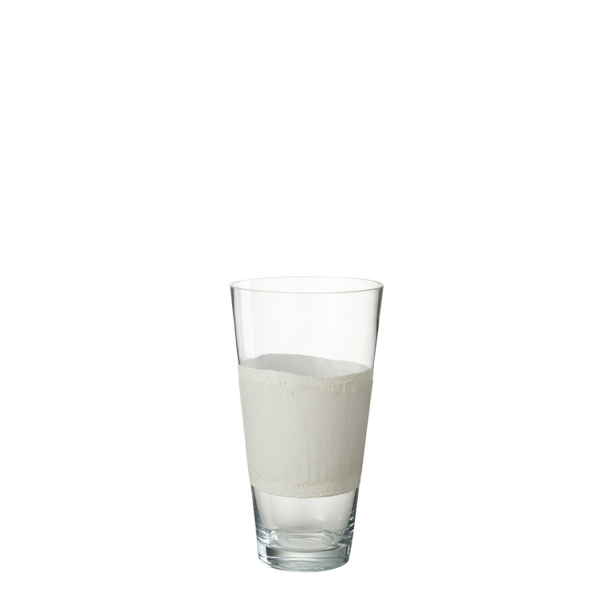 Vase Delph en verre transparent et blanc de 35 cm de hauteur