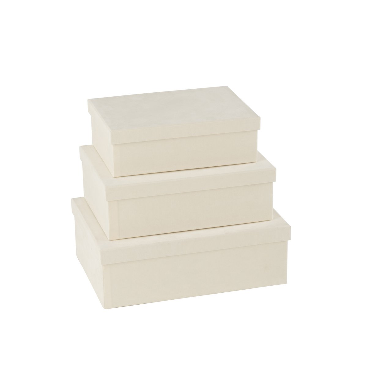 Détail du matériau en velours blanc de la boîte J-Line